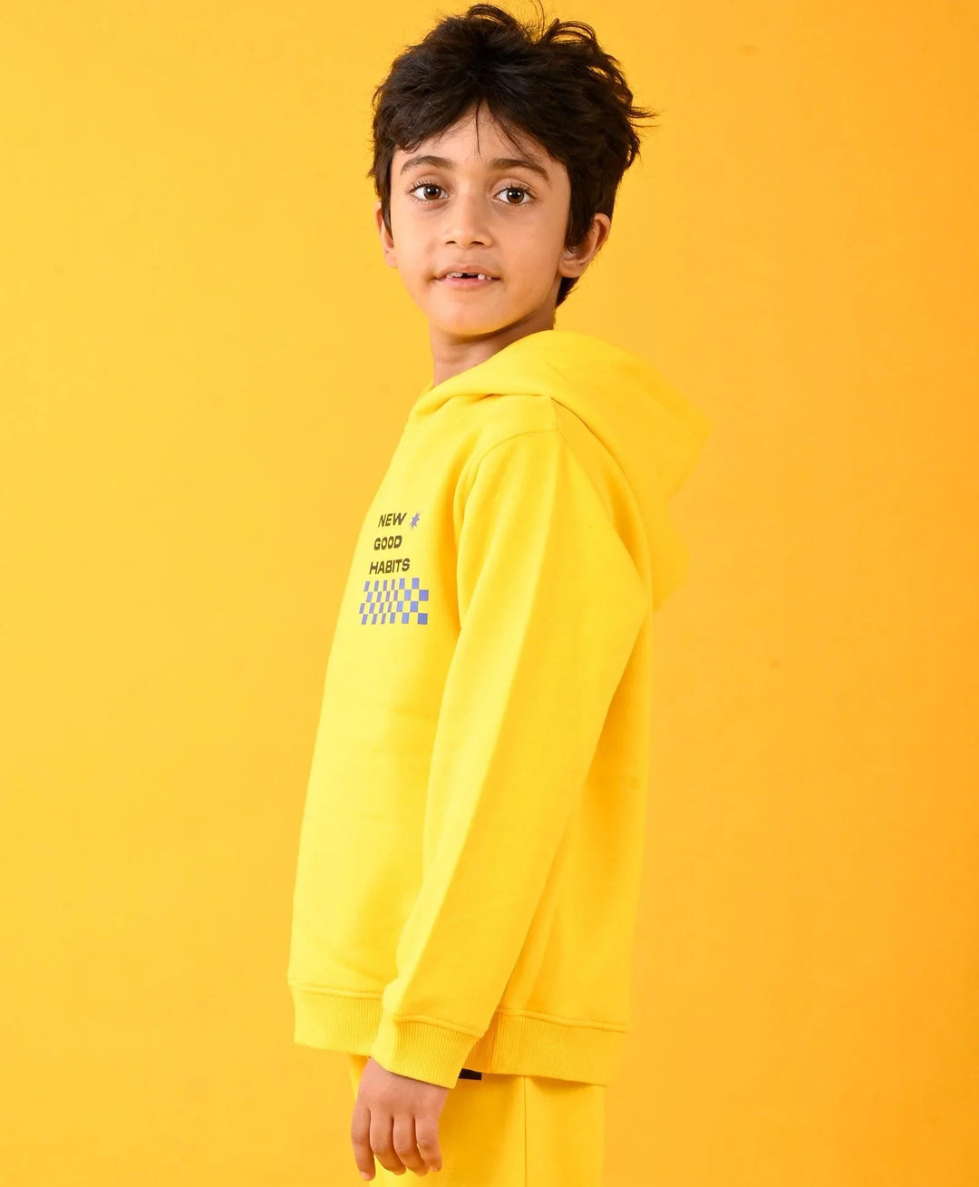 NEW GOOD HABITS YELLOW FLEECE HOODIE - YELLOW - Anthrilo 