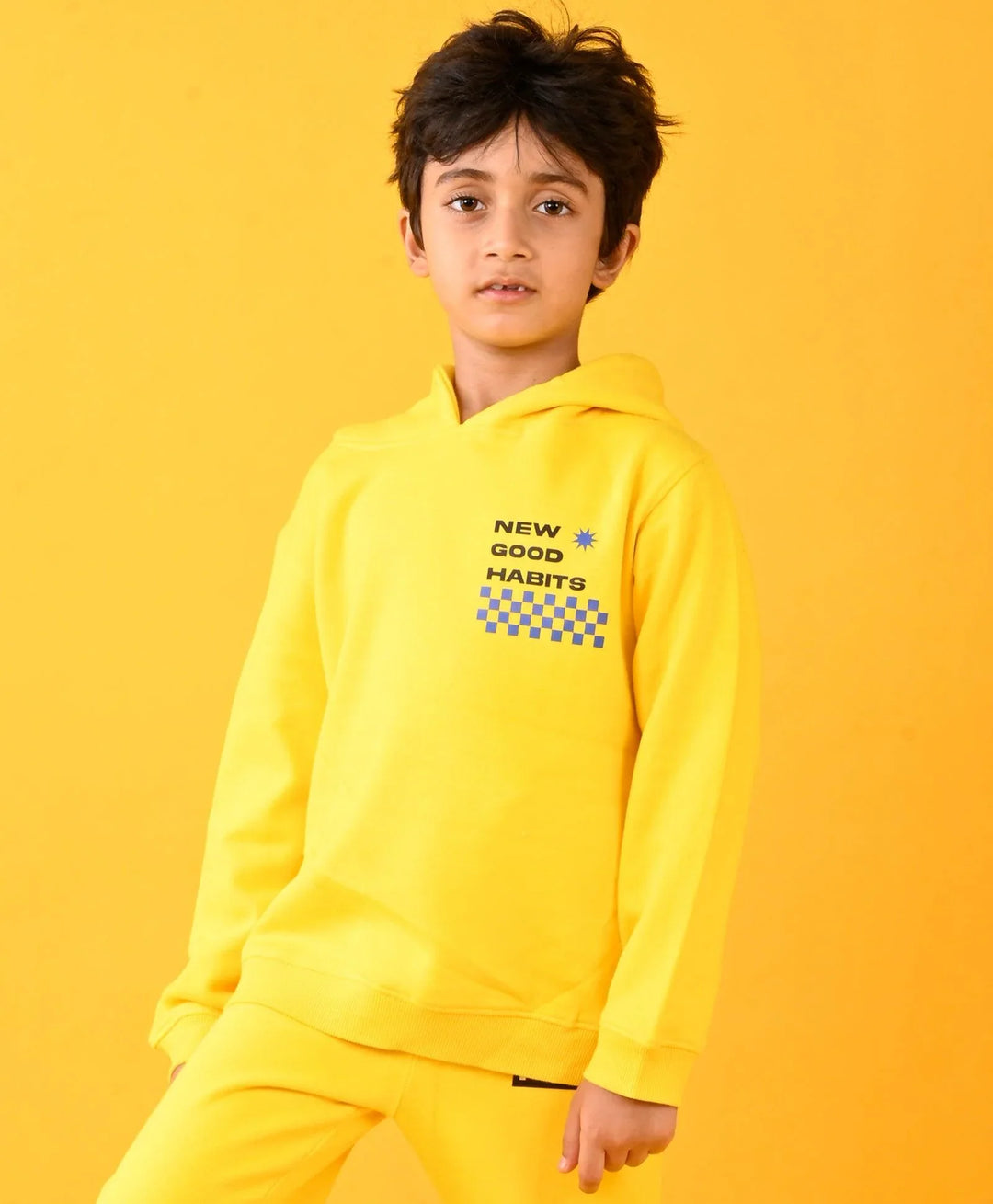 NEW GOOD HABITS YELLOW FLEECE HOODIE - YELLOW - Anthrilo 