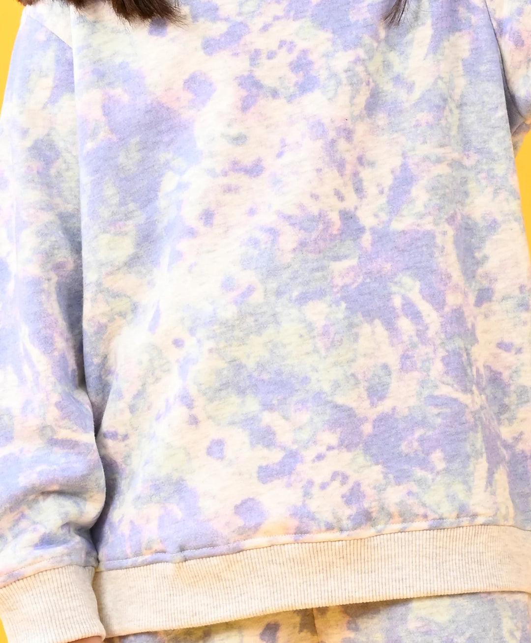 TIE DYE ECRU MELANGE FLEECE GIRLS SWEATSHIRT - ECRU