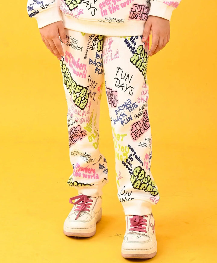 COLORFUL HAPPINESS FLEECE JOGGER - WHITE - Anthrilo 