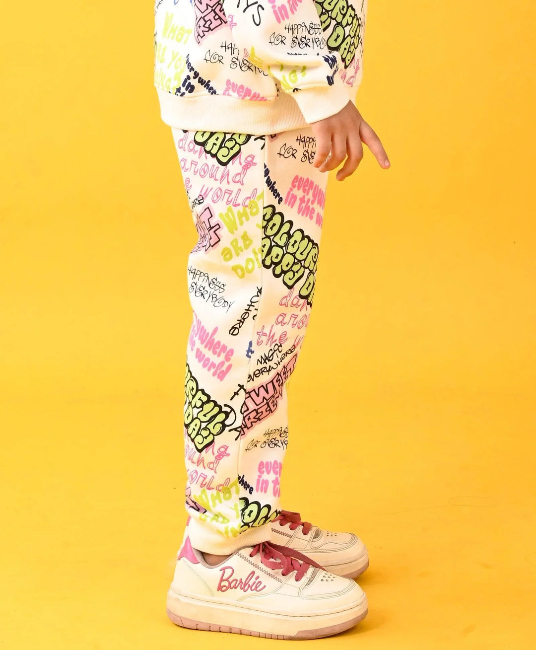 COLORFUL HAPPINESS FLEECE JOGGER - WHITE - Anthrilo 