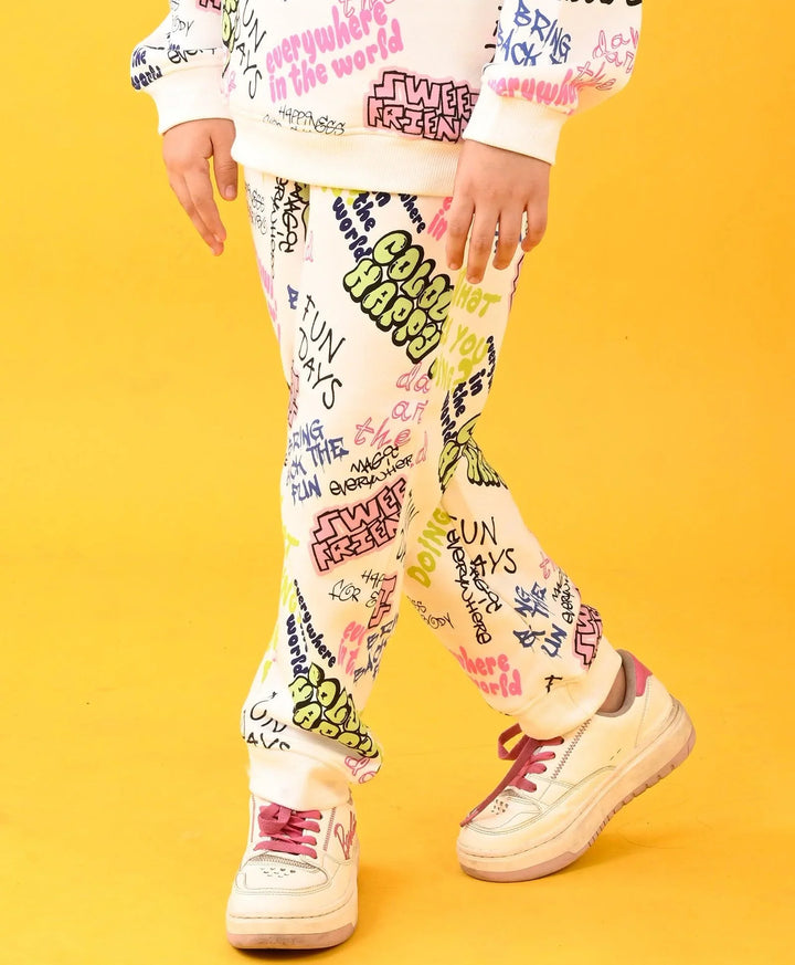 COLORFUL HAPPINESS FLEECE JOGGER - WHITE - Anthrilo 