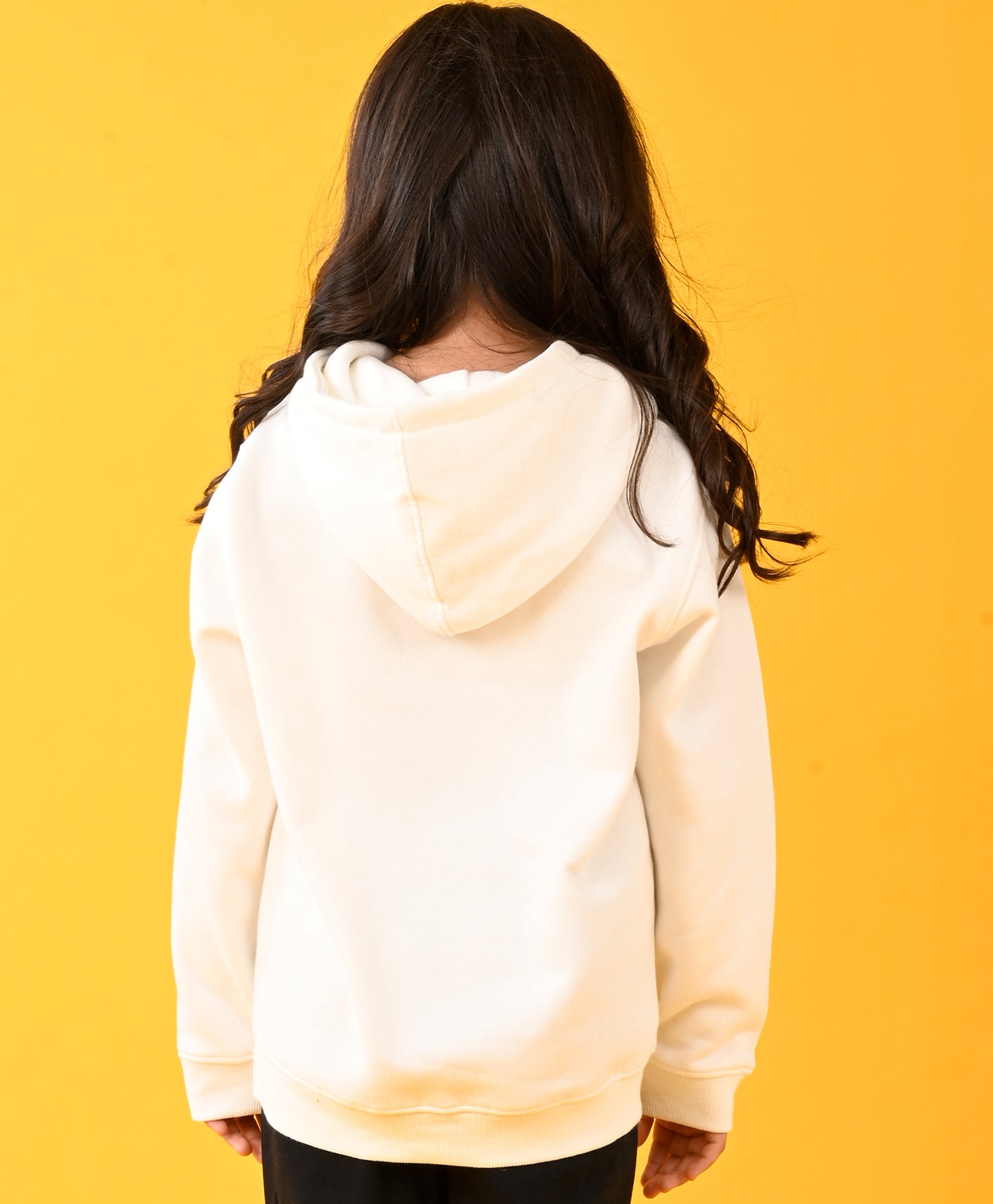 LEMON VIBES FLEECE GIRLS HOODIE - WHITE