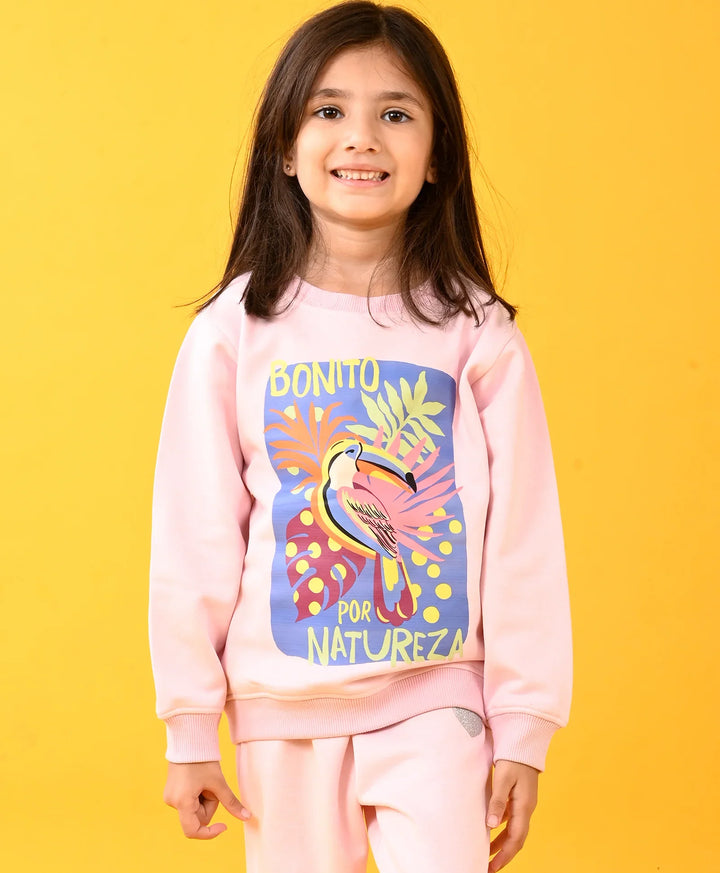 NATURE LOVE PINK FLEECE SWEATSHIRT - PINK