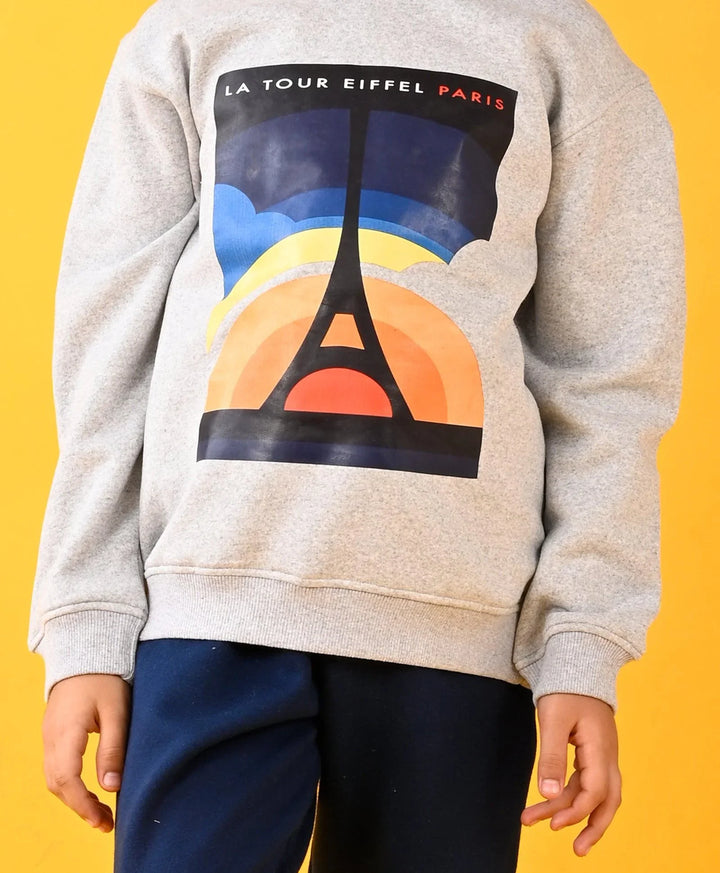 PARIS GREY MELANGE FLEECE HOODIE AND NAVY FLEECE JOGGER SET - GREY/NAVY - Anthrilo 