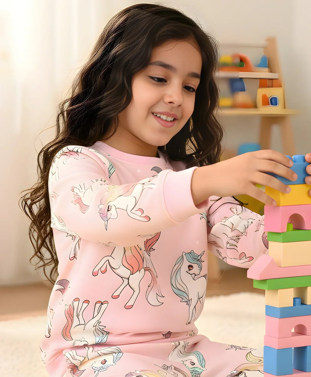 UNICORN STAR FUN PRETTY PINK FLEECE SWEATSHIRT - Anthrilo 