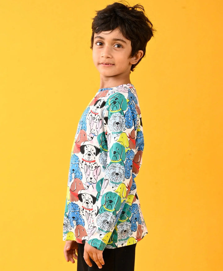 Dogs Long Sleeves Boys T-Shirt - White