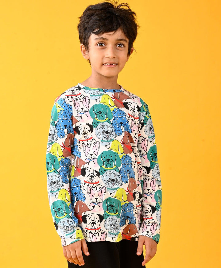 Dogs Long Sleeves Boys T-Shirt - White