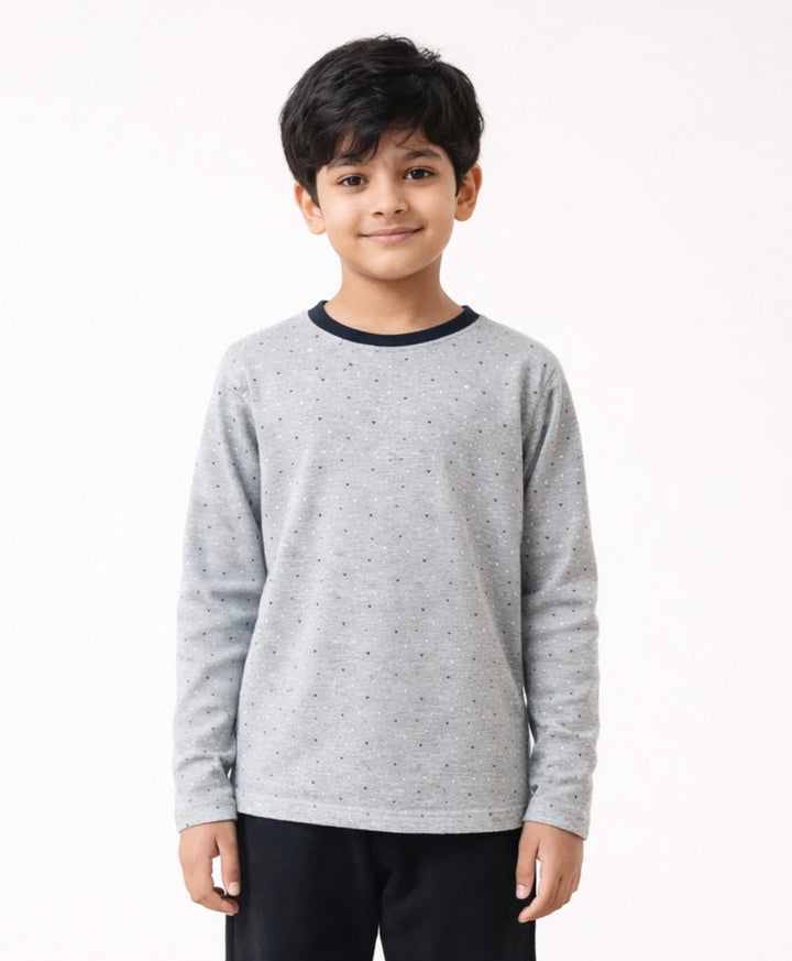 DOTTED GREY LONG SLEEVES T-SHIRT - GREY - Anthrilo 