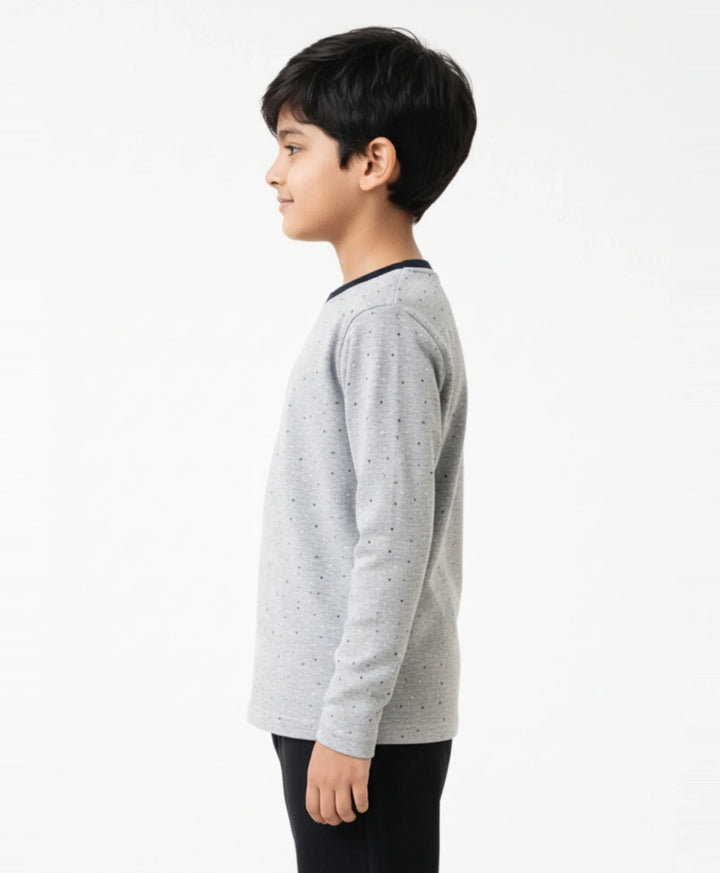 DOTTED GREY LONG SLEEVES T-SHIRT - GREY - Anthrilo 
