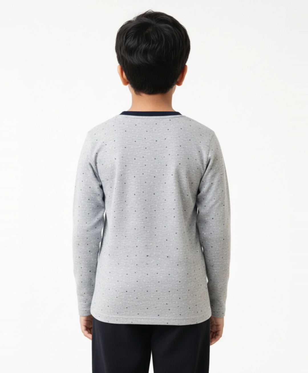 DOTTED GREY LONG SLEEVES T-SHIRT - GREY - Anthrilo 