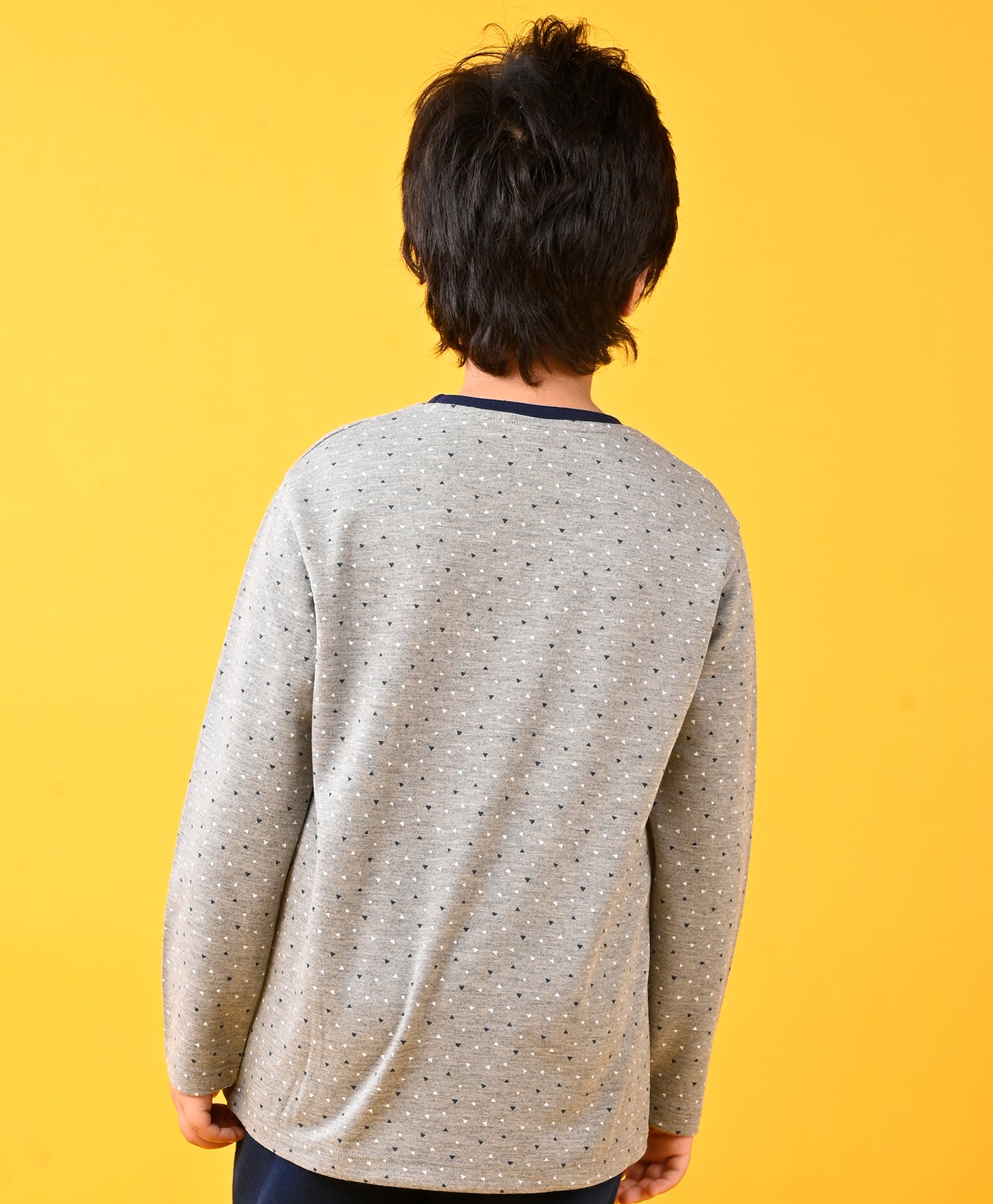 DOTTED GREY LONG SLEEVES T-SHIRT - GREY
