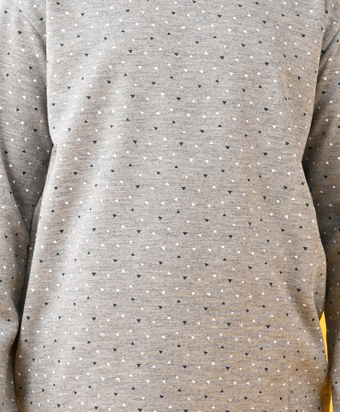 DOTTED GREY LONG SLEEVES T-SHIRT - GREY