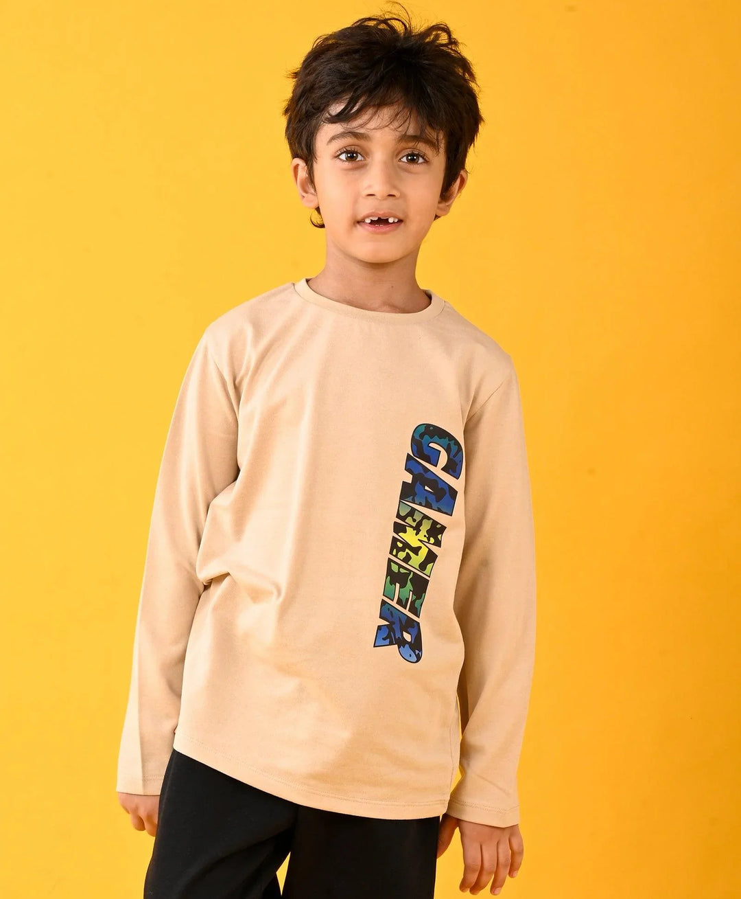 GAMER BEIGE LONG SLEEVES BOYS T-SHIRT - BEIGE - Anthrilo 