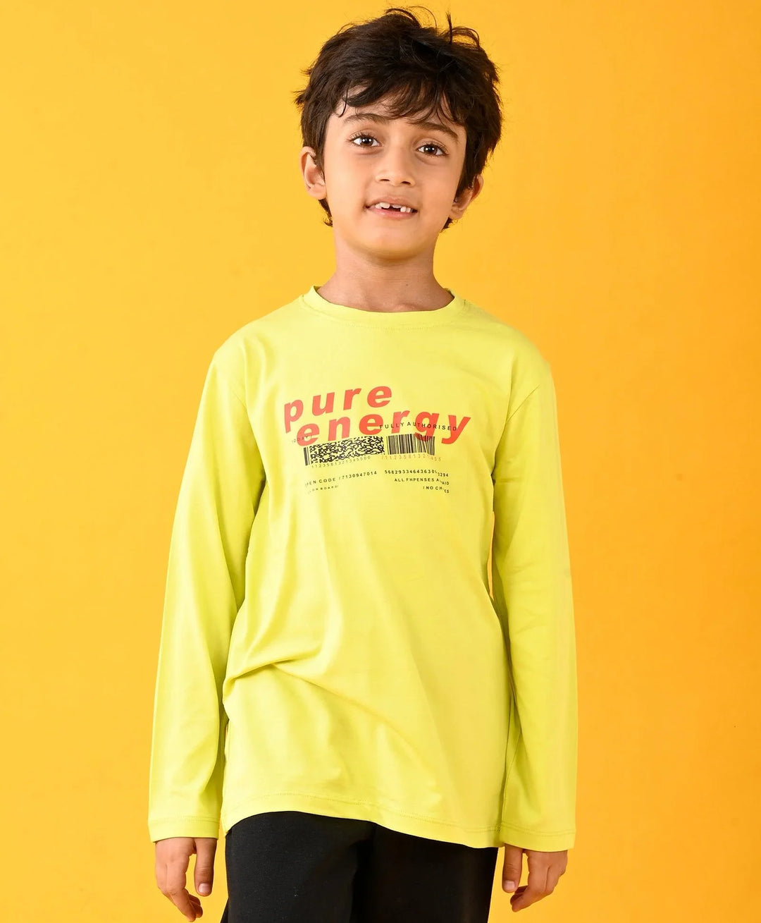 PURE ENERGY LONG SLEEVES BOYS TSHIRT - LIME - Anthrilo 
