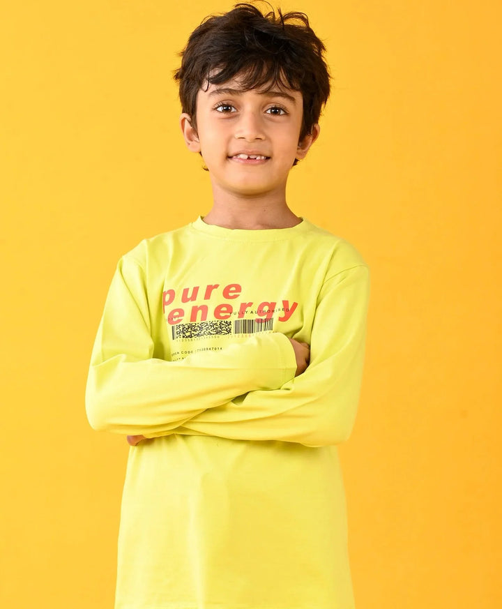PURE ENERGY LONG SLEEVES BOYS TSHIRT - LIME - Anthrilo 