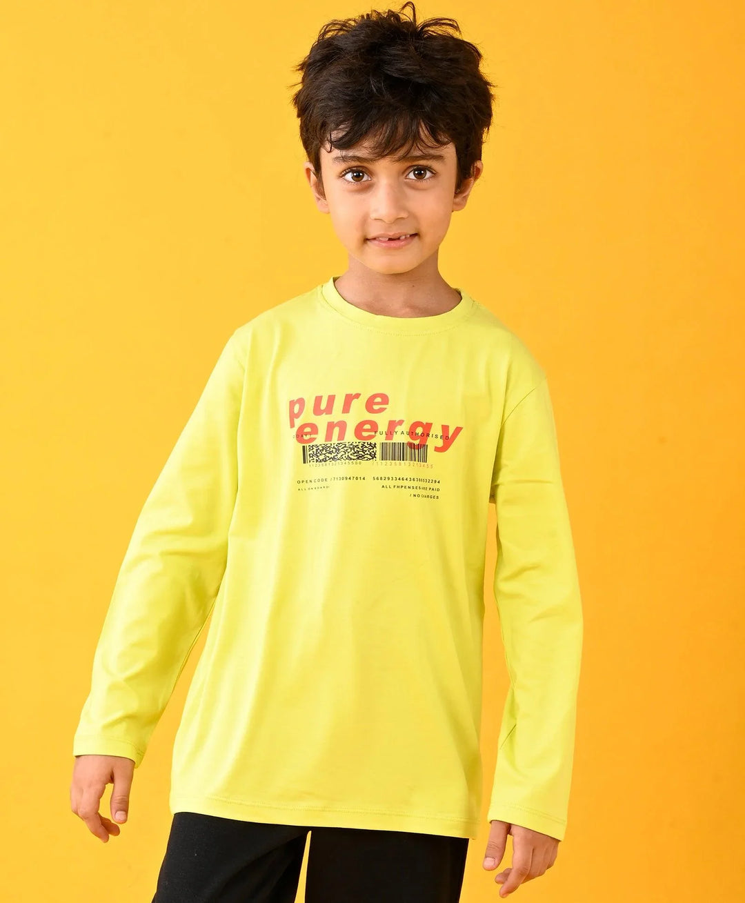 PURE ENERGY LONG SLEEVES BOYS TSHIRT - LIME - Anthrilo 
