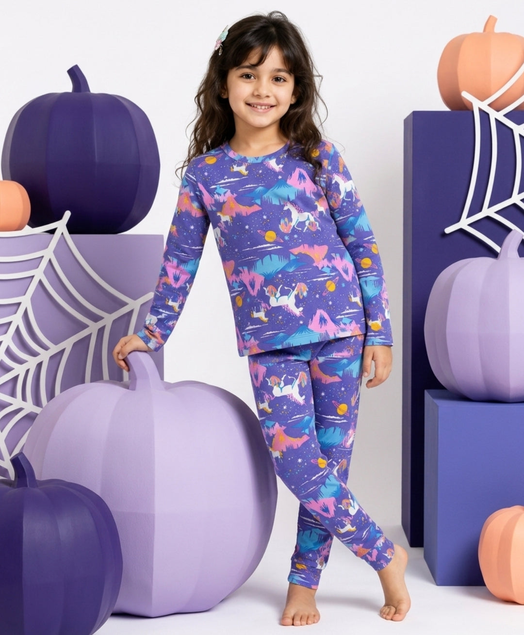 Unicorn Planet Fun Long Sleeves T-Shirt - Purple