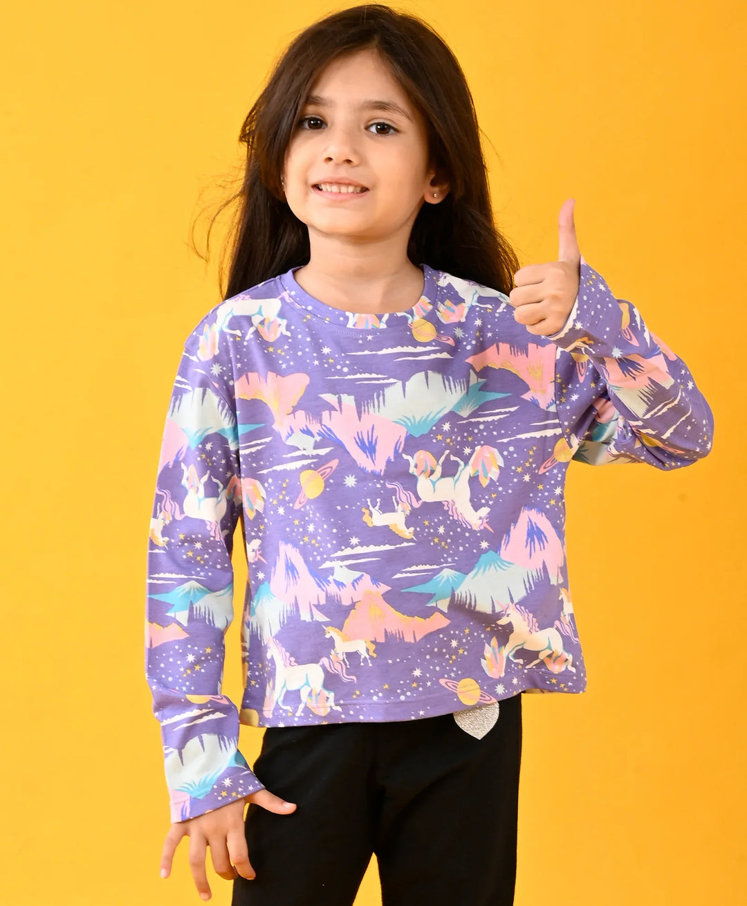 UNICORN PLANET FUN LONG SLEEVES T-SHIRT - PURPLE - Anthrilo 