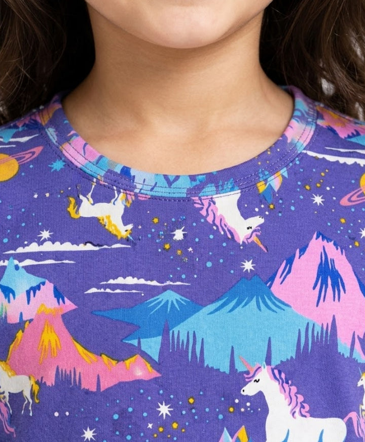 Unicorn Planet Fun Long Sleeves T-Shirt - Purple