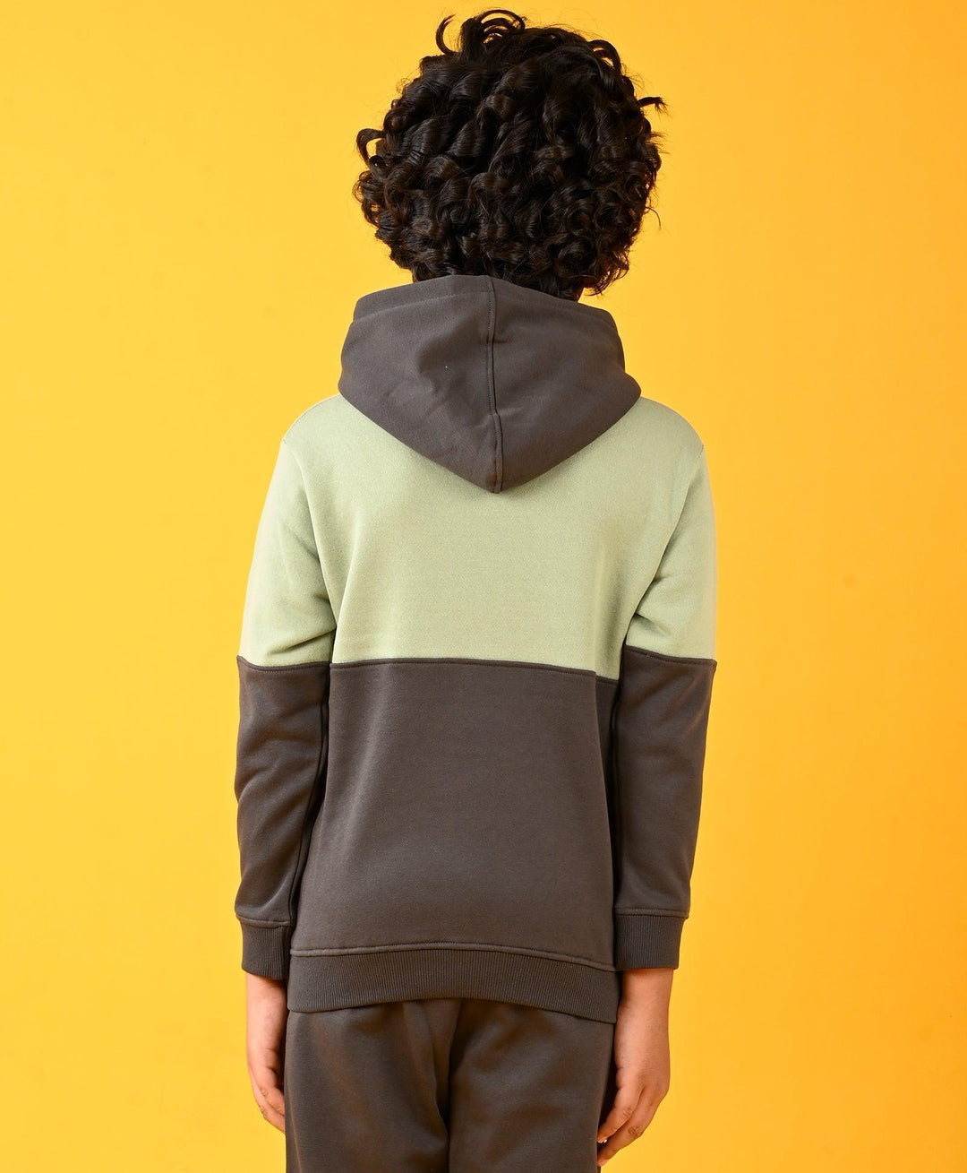 NEW GOOD HABBITS OLIVE GREY COLOR BLOCK FLEECE HOODIE - OLIVE