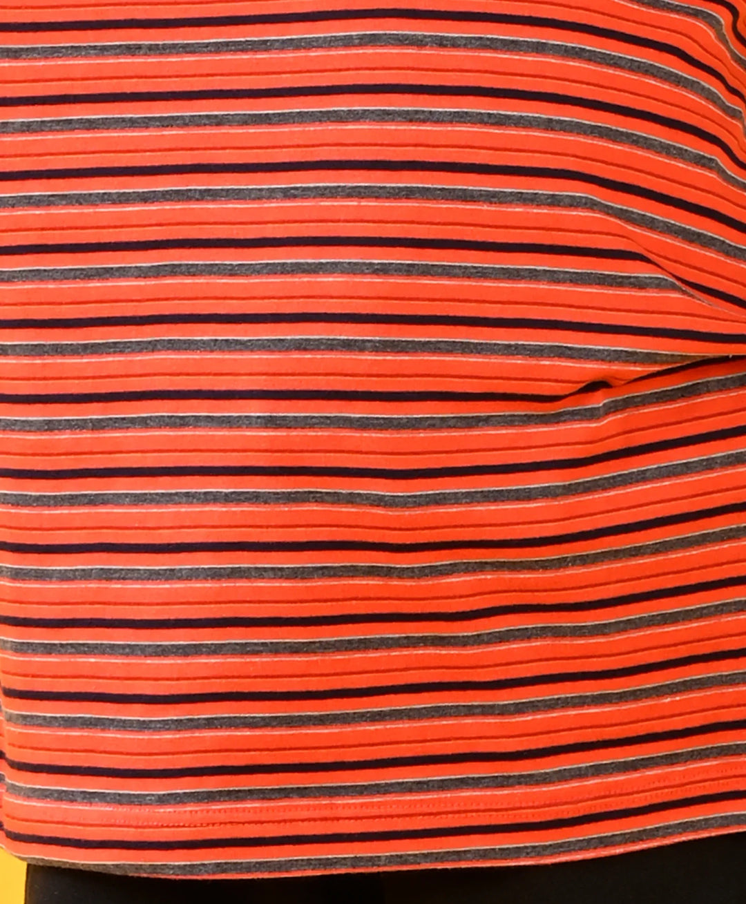 Red Grey Striped Long Sleeves T-Shirt - Red
