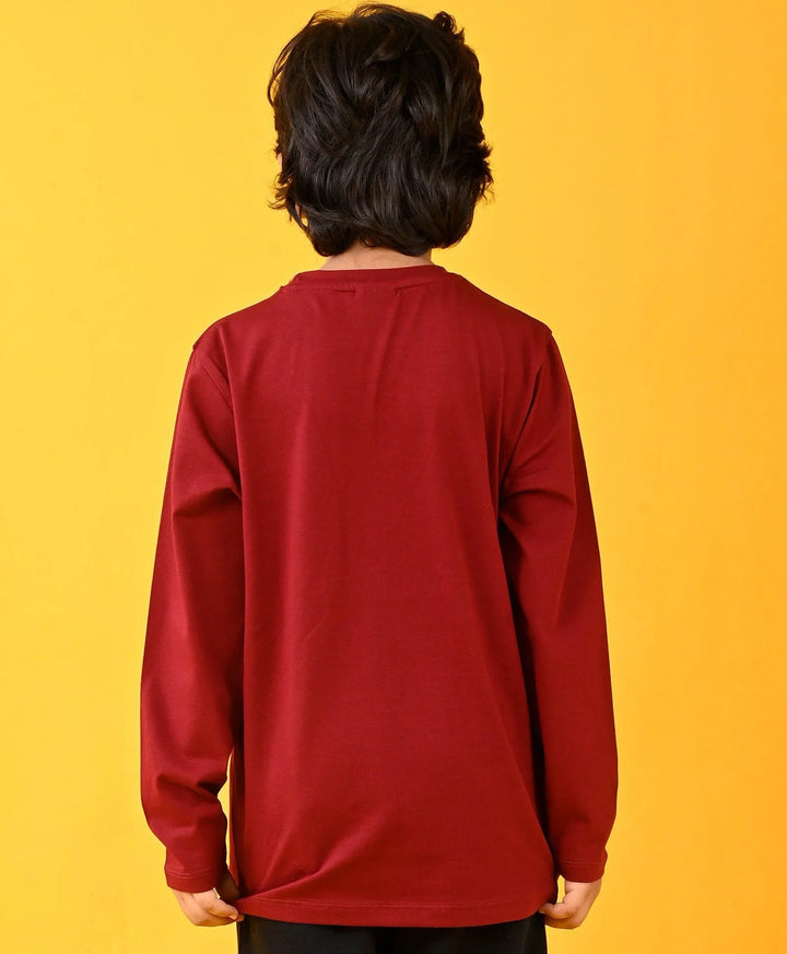 Sporty Collection Deep Red Long Sleeves Tshirt - Red
