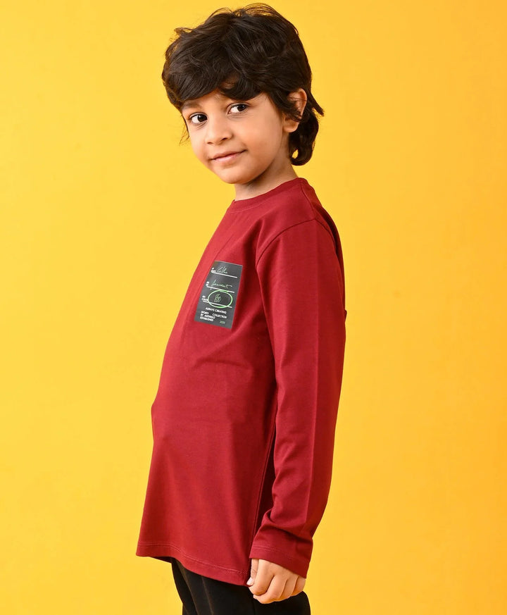 Sporty Collection Deep Red Long Sleeves Tshirt - Red