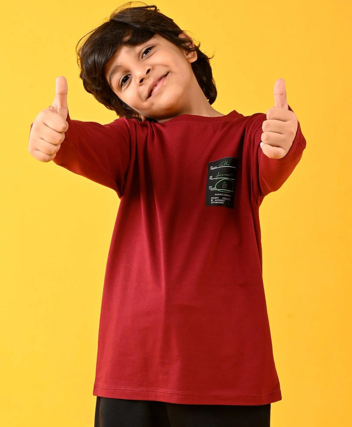 Sporty Collection Deep Red Long Sleeves Tshirt - Red