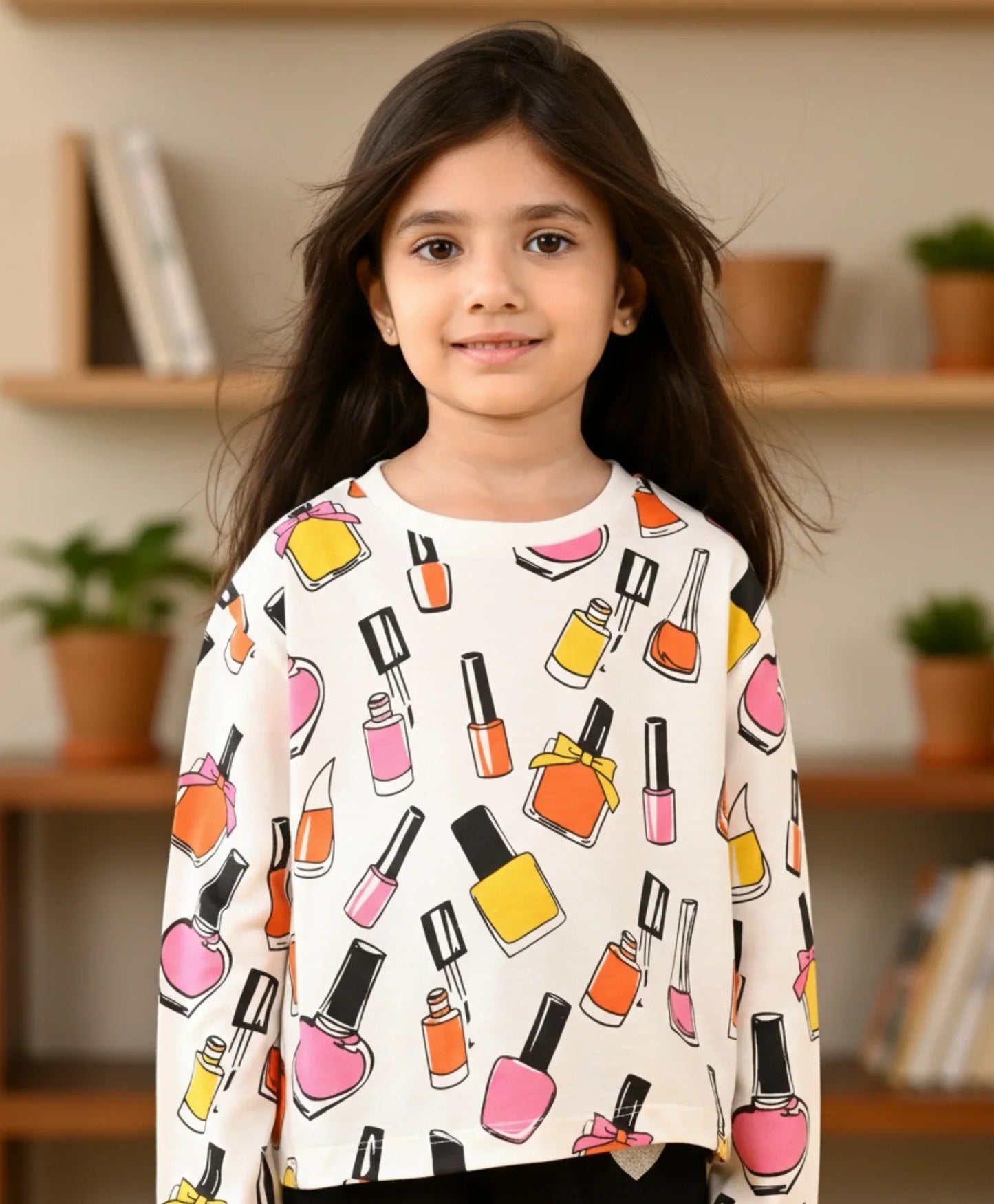 NAIL PAINT LONG SLEEVES T-SHIRT - WHITE