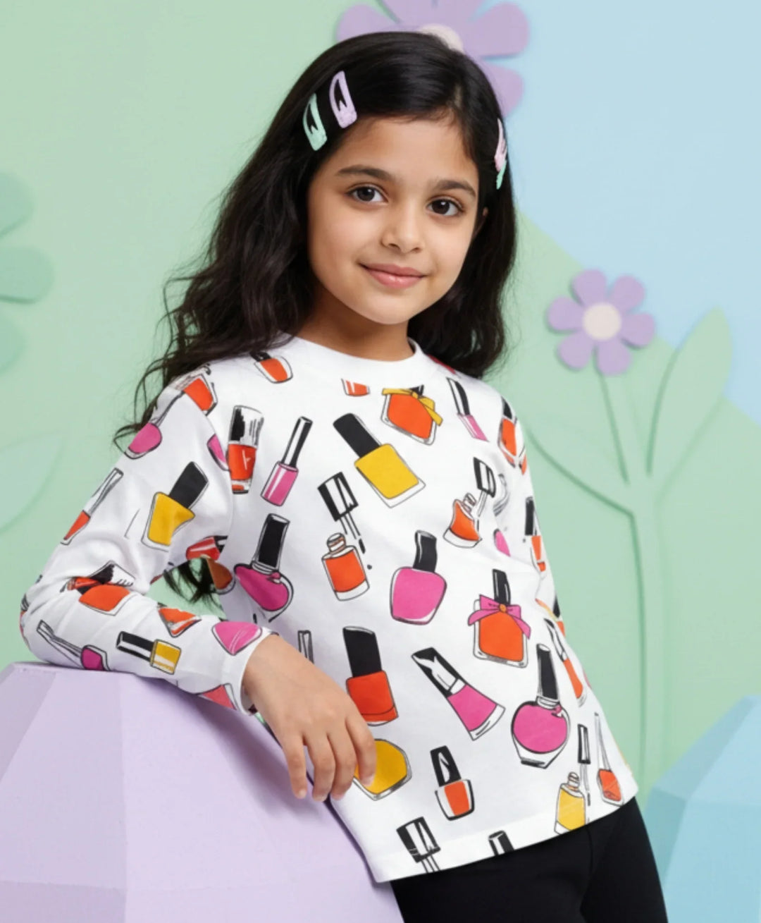 Nail Paint Long Sleeves T-Shirt - White