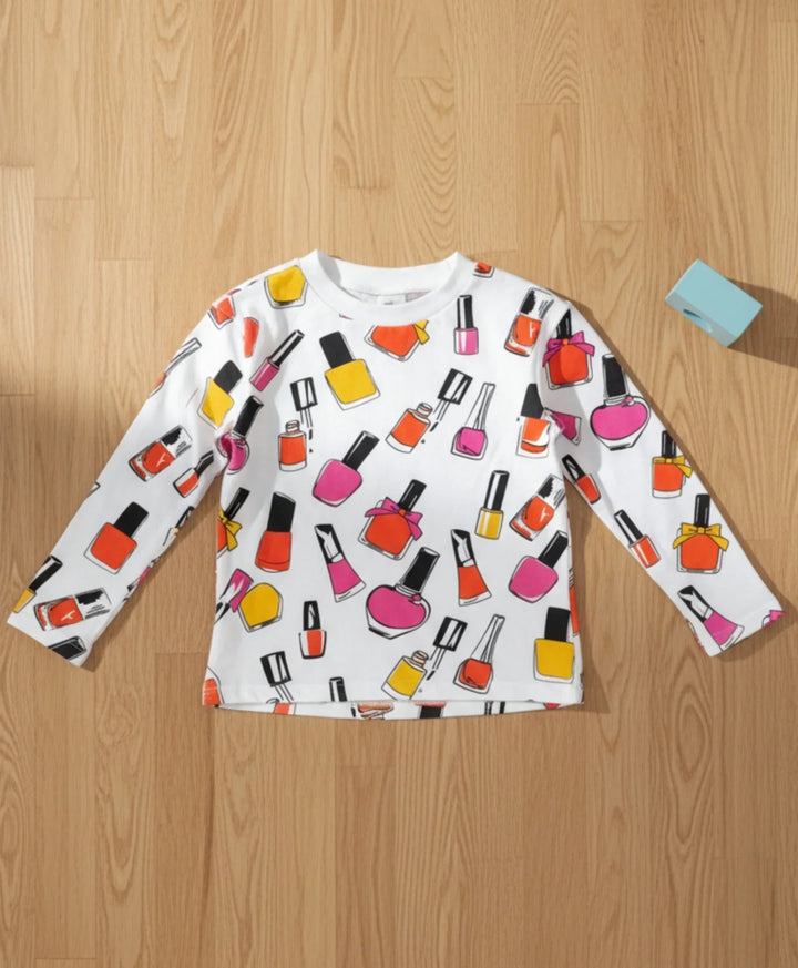 Nail Paint Long Sleeves T-Shirt - White