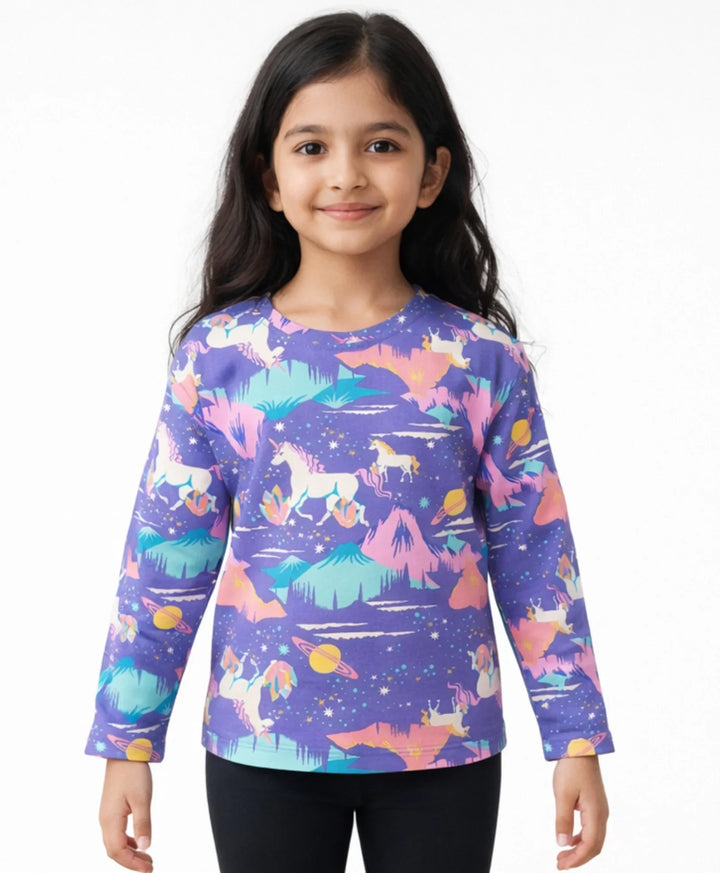 Unicorn Planet Long Sleeves Tshirt - Purple