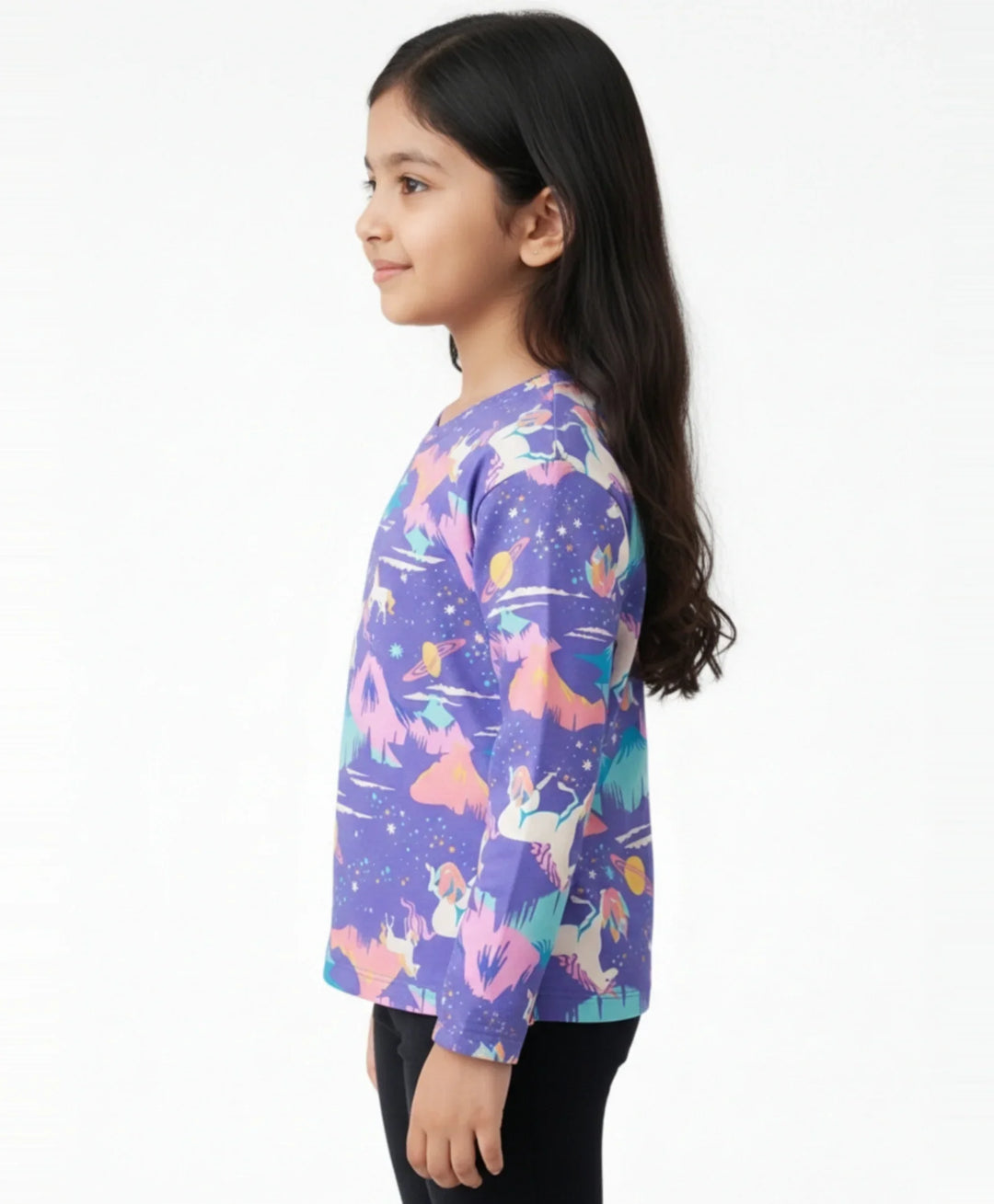 Unicorn Planet Long Sleeves Tshirt - Purple