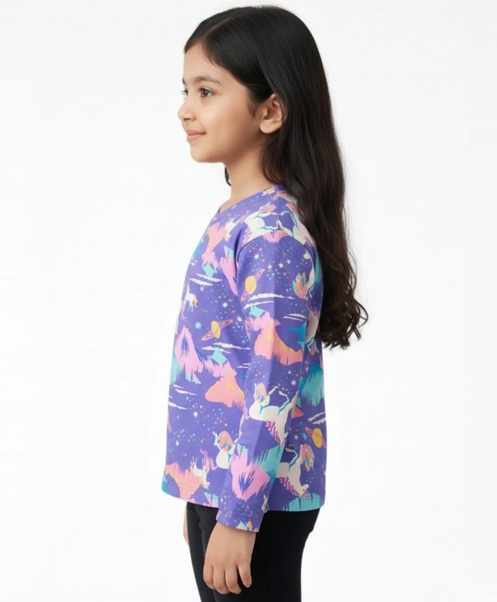 Unicorn Planet Long Sleeves Tshirt - Purple