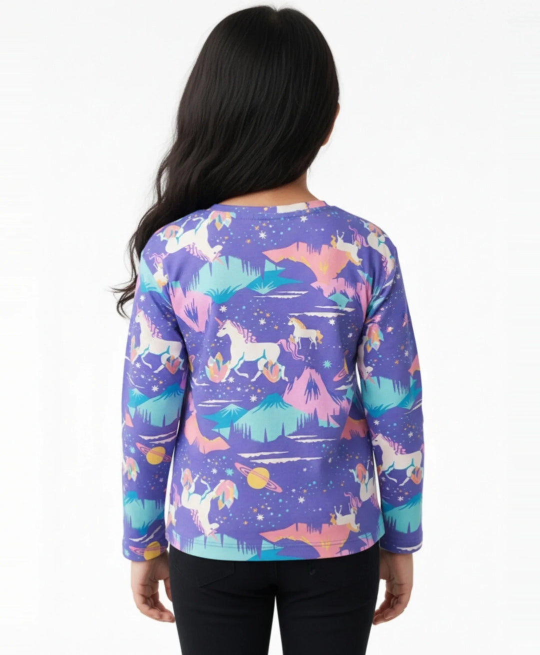Unicorn Planet Long Sleeves Tshirt - Purple