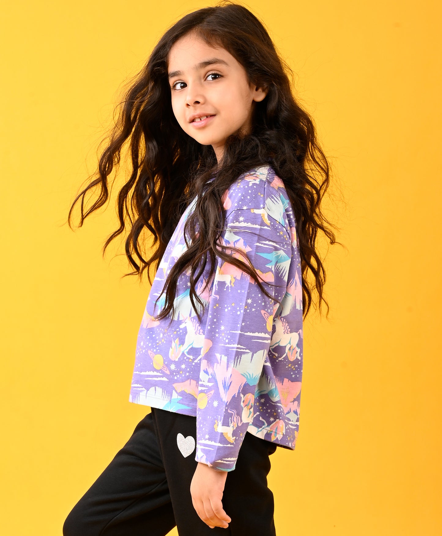 UNICORN PLANET LONG SLEEVES TSHIRT - PURPLE