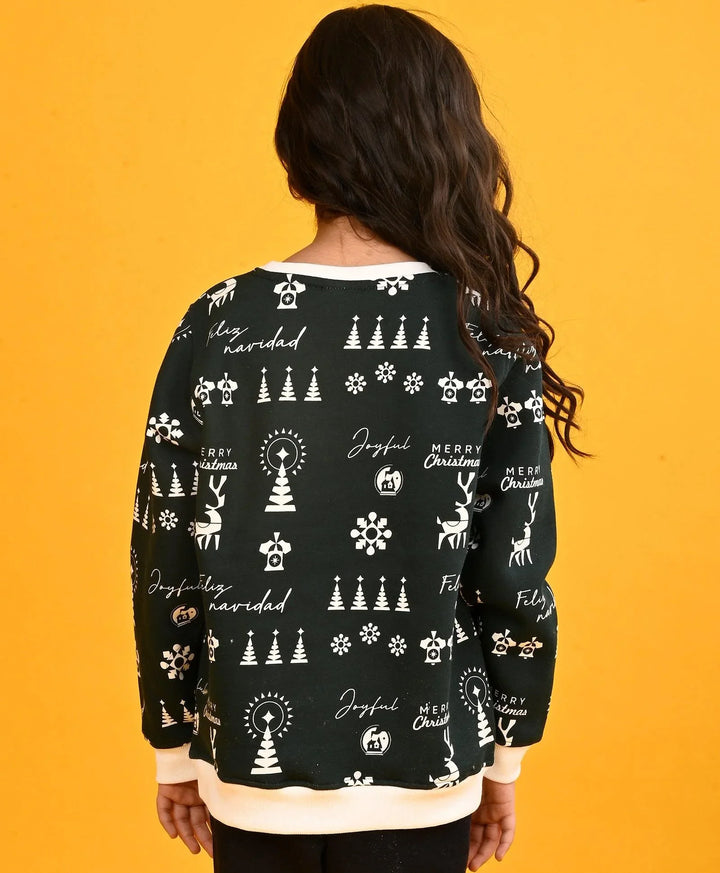 MERRY CHRISTMAS GREEN FLEECE SWEATSHIRT-GREEN