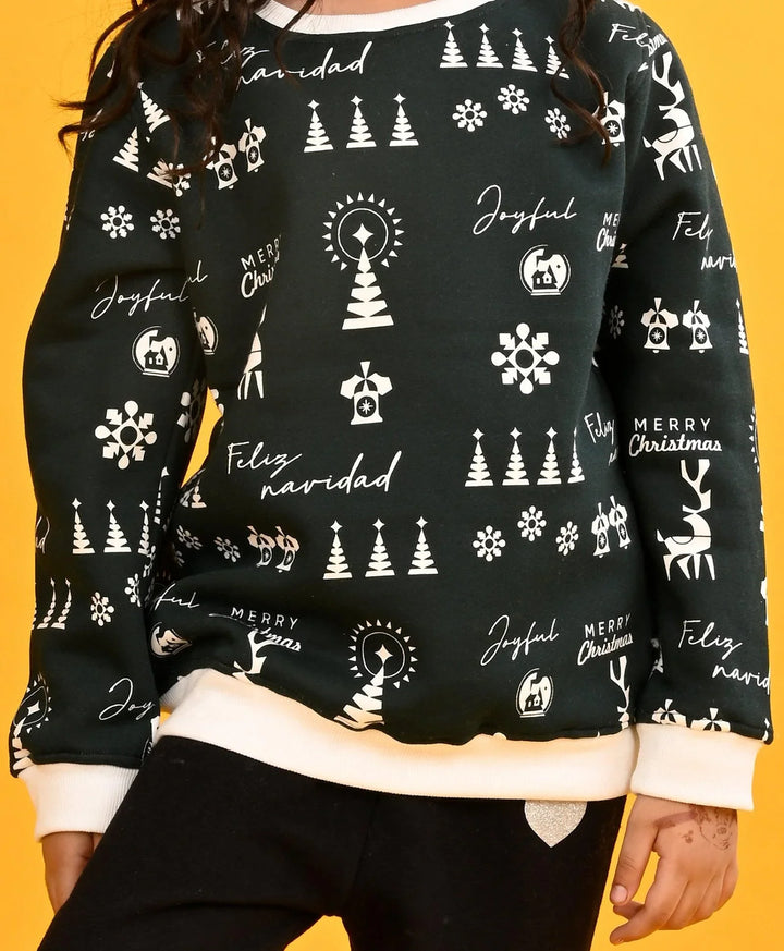 MERRY CHRISTMAS GREEN FLEECE SWEATSHIRT-GREEN