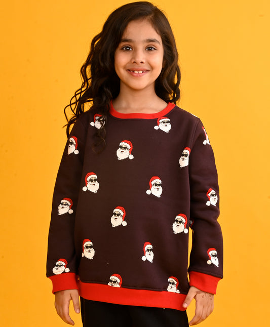 SANTA MEHROON GIRLS FLEECE SWEATSHIRT-MEHROON
