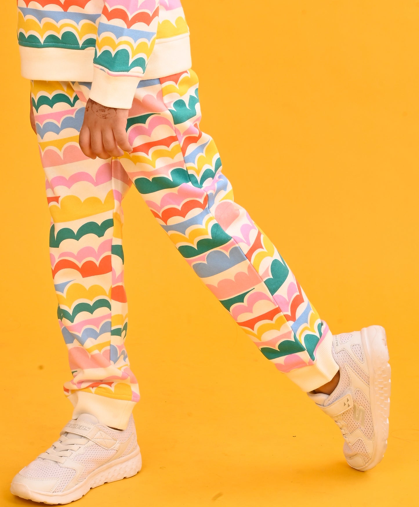 CLOUD RAINBOW GIRLS  FLEECE JOGGER - OFF WHITE