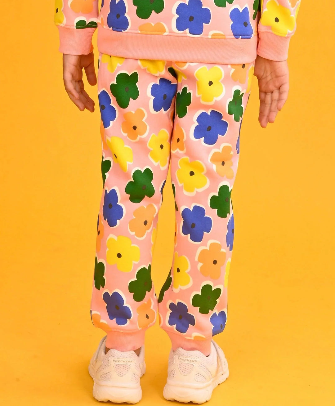 PINK FLOWERS GIRLS FLEECE JOGGER - PINK - Anthrilo 