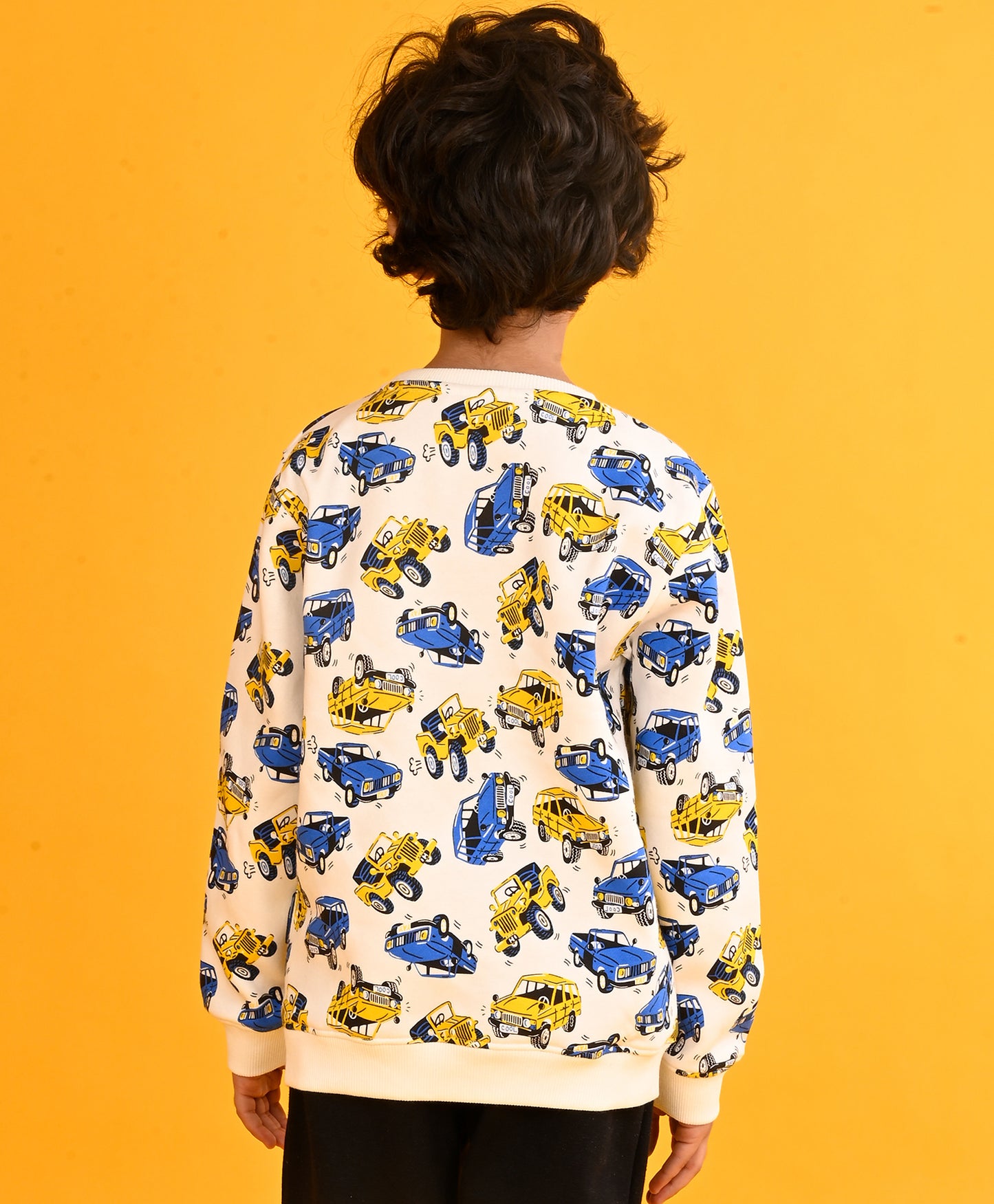CARS PRINT BOYS FLEECE SWEATSHIRT-WHITE