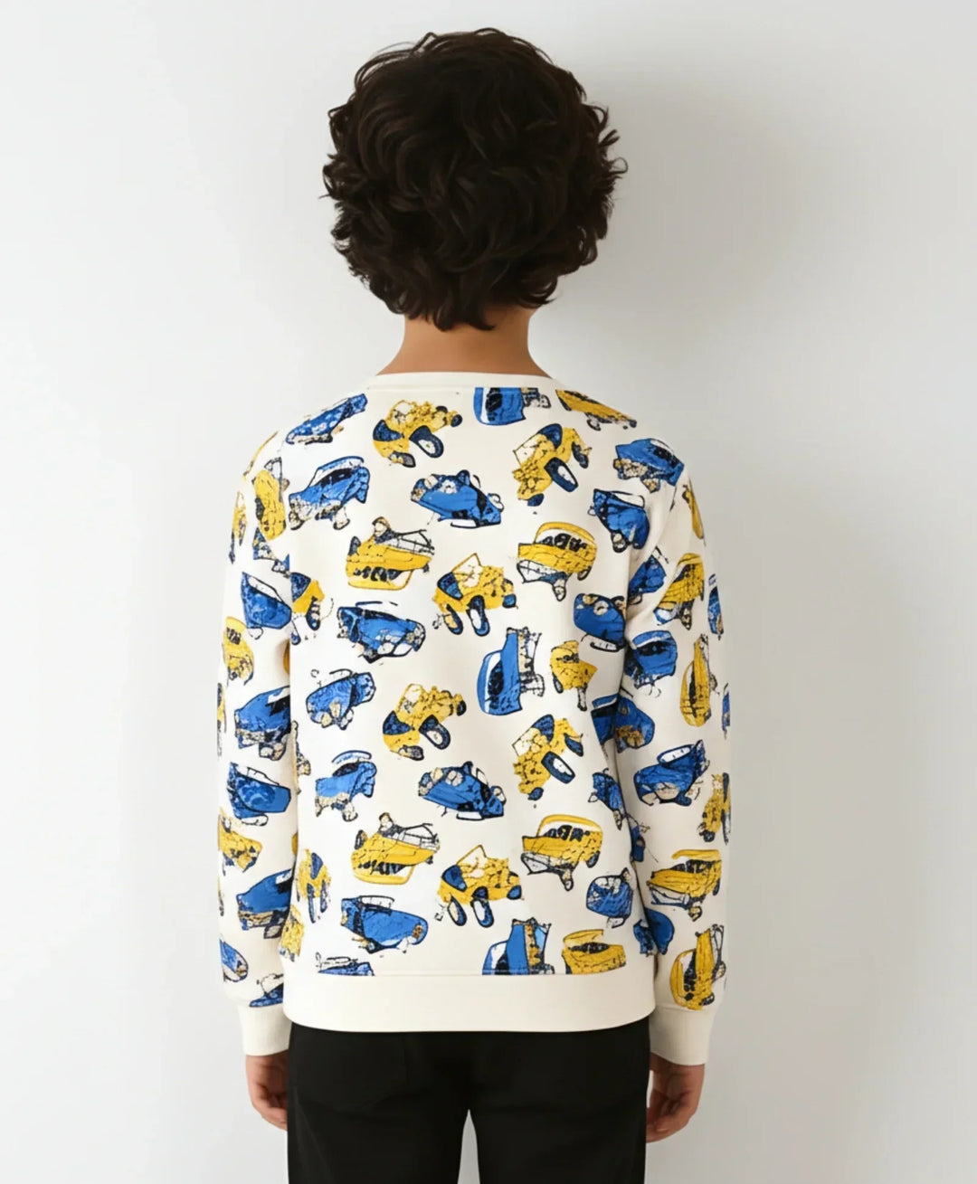 CARS PRINT BOYS FLEECE SWEATSHIRT-WHITE - Anthrilo 