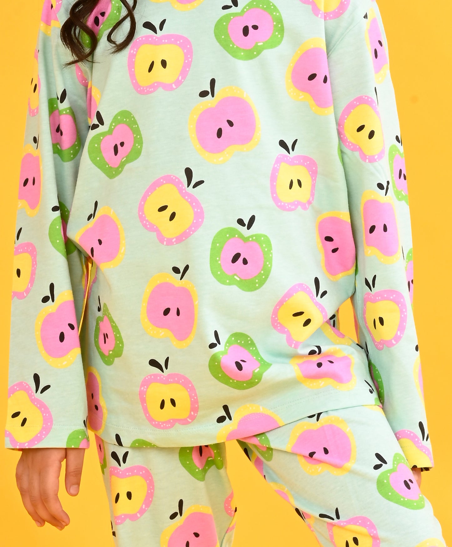 AQUA APPLE LONG SLEEVES PYJAMA SET - AQUA