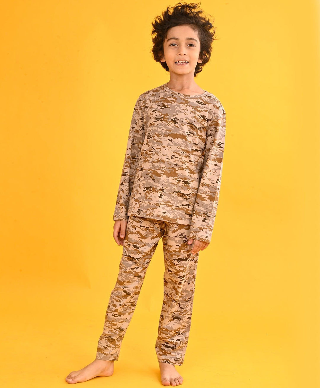 CAMOUFLAGE LONG SLEEVES PYJAMA SET - BROWN - Anthrilo 