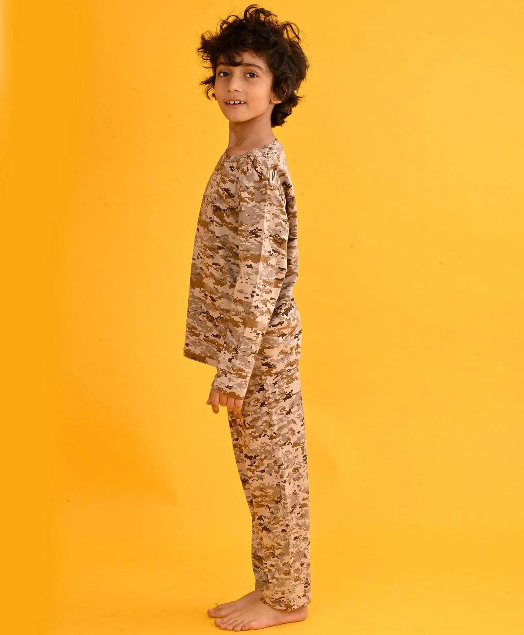 CAMOUFLAGE LONG SLEEVES PYJAMA SET - BROWN - Anthrilo 