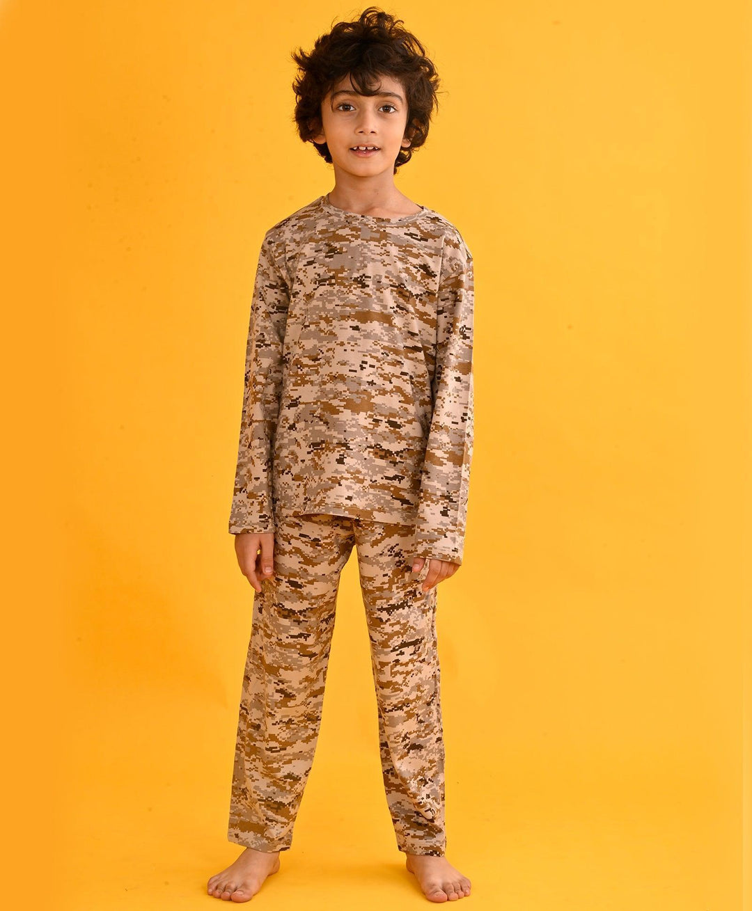 CAMOUFLAGE LONG SLEEVES PYJAMA SET - BROWN - Anthrilo 