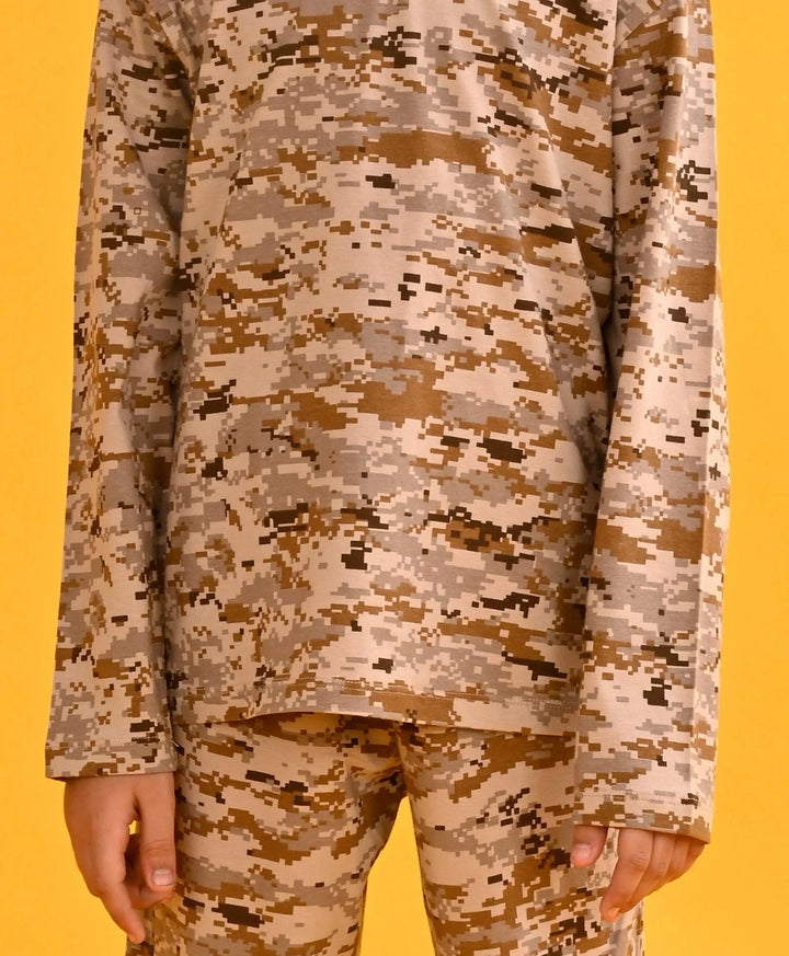 CAMOUFLAGE LONG SLEEVES PYJAMA SET - BROWN - Anthrilo 