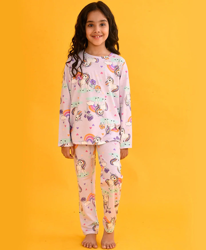PURPLE UNICORN LONG SLEEVES PYJAMA SET - PURPLE - Anthrilo 